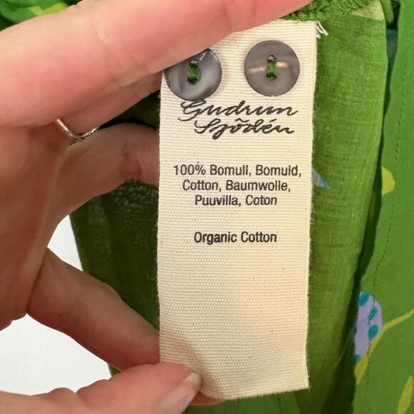 Gudrun Sjoden Floral Button Down Organic Cotton Freen Abstract Blouse Small - Picture 3 of 5